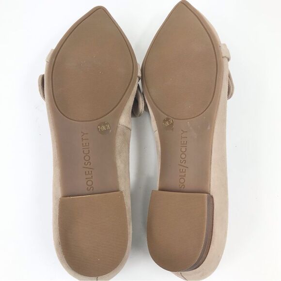 Sole Society KAMBER Tan Suede Leather Ruffle Pointed Toe Slip On Ballet Flat NEW - Picture 12 of 16